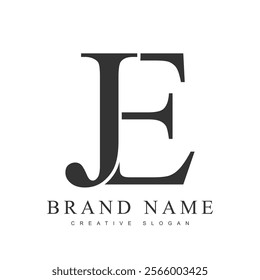 JE trendy logotype template. Initial letter j and e classic font style. Creative logo for company name or identity. Vector illustration.