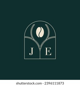 JE Unique and simple logo design combination of letters and coffee bean