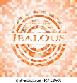 Jealous abstract orange mosaic emblem