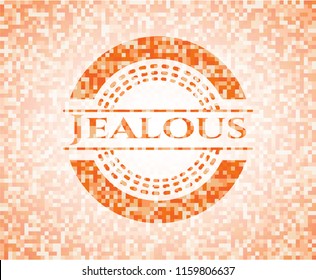 Jealous abstract orange mosaic emblem