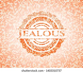 Jealous abstract orange mosaic emblem