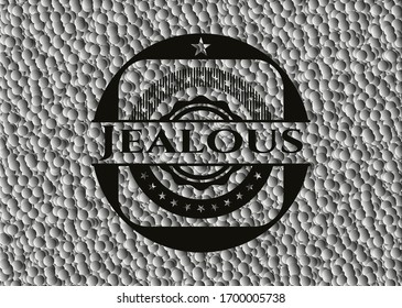 Jealous black emblem with bubbles background. Vintage. Vector Illustration. Detailed.