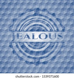 Jealous blue polygonal emblem. Vector Illustration. Detailed.