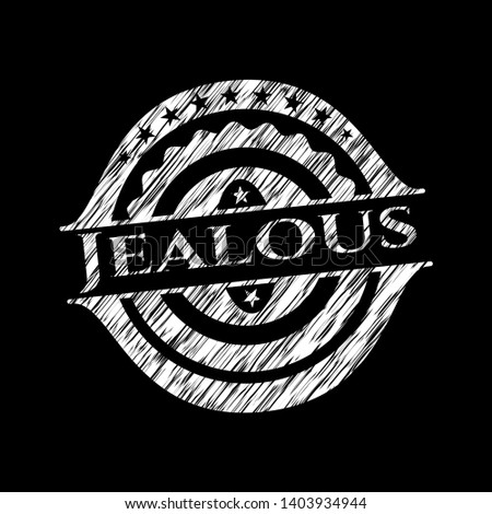 Jealous chalkboard emblem written on a blackboard. Vector Illustration. Detailed.