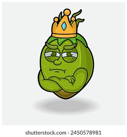 Jealous expression with Coconut Fruit Crown Mascot Character Cartoon. Vector Illustrations