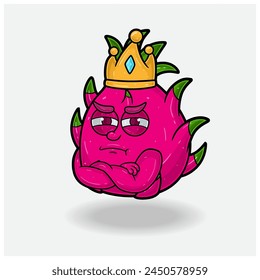 Expresión celosa con Dragon Fruit Crown Mascot Character Cartoon. Ilustraciones vectoriales