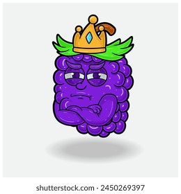 Jealous expression with Grape Fruit Crown Mascot Character Cartoon. Vector Illustrations