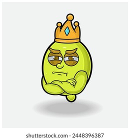 Jealous expression with Lemon Fruit Crown Mascot Character Cartoon. Vector Illustrations