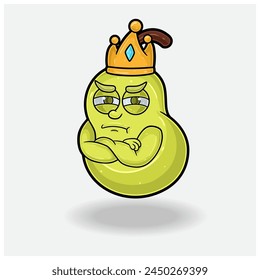 Jealous expression with Pear Fruit Crown Mascot Character Cartoon. Vector Illustrations