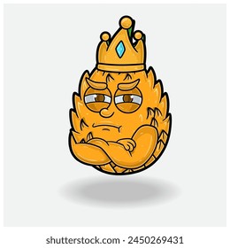 Jealous expression with Pineapple Fruit Crown Mascot Character Cartoon. Vector Illustrations