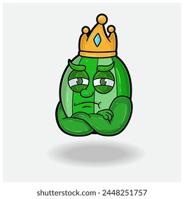 Jealous expression with Watermelon Fruit Crown Mascot Character Cartoon. Vector Illustrations