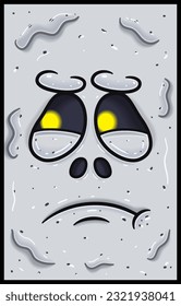 Jealous Expression of White Ghost Face Expression Character Cartoon. Wallpaper, Cover, Label and Packaging Design. Vector Illustration