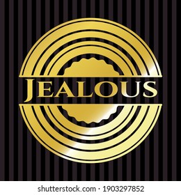 Jealous gold shiny emblem. Vector Illustration. Detailed. 