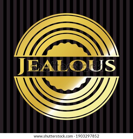 Jealous gold shiny emblem. Vector Illustration. Detailed. 
