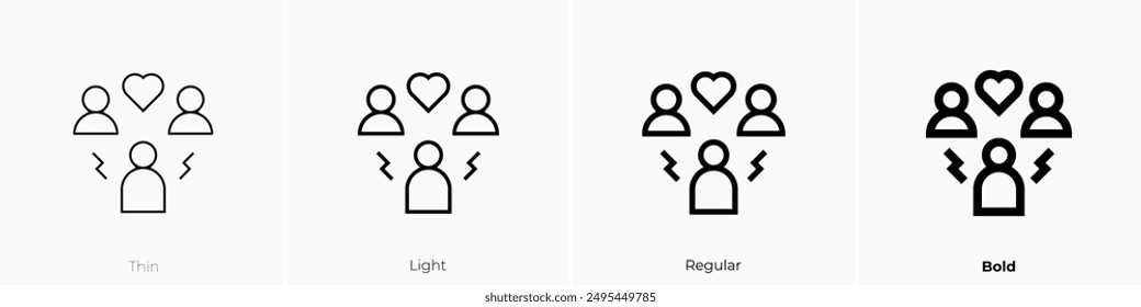 jealous icon. Thin, Light Regular And Bold style design isolated on white background