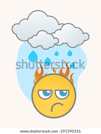 Jealous in Rain - Cartoon Smiley Vector Face