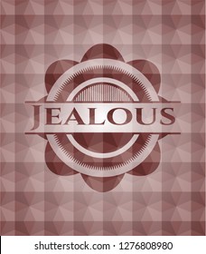 Jealous red seamless geometric badge.