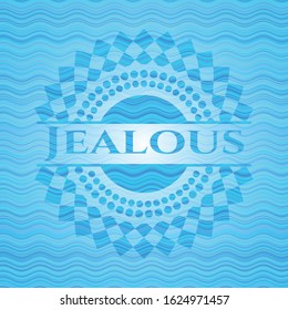 Jealous water wave representation style emblem. Vector Illustration. Detailed.