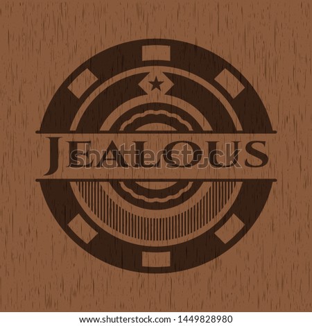 Jealous wood icon or emblem. Vector Illustration.