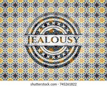 Jealousy arabic emblem background. Arabesque decoration.