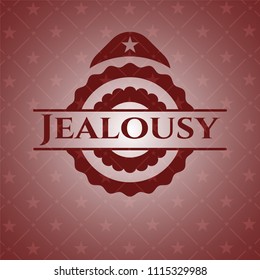 Jealousy badge Jealousy red emblemwith red background