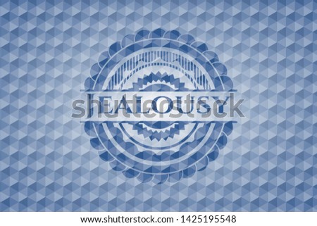 Jealousy blue emblem with geometric pattern. Vector Illustration. Detailed.