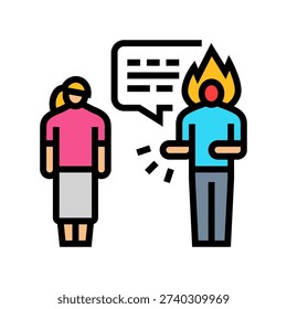 jealousy couple color icon vector. jealousy couple sign. isolated symbol illustration