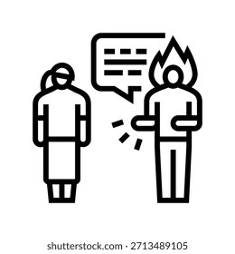 Eifersucht paar Zeile Symbol Vektor. Eifersuchtszeichen. isoliertes Kontursymbol, schwarze Illustration