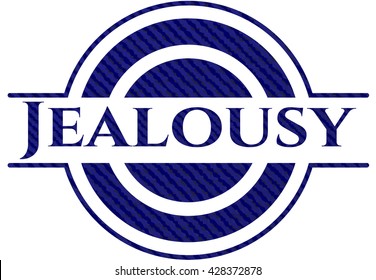 Emblema celoso con fondo jean