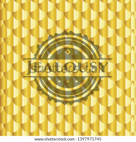 Jealousy gold badge. Scales pattern. Vector Illustration. Detailed.