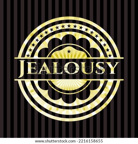Jealousy gold emblem. Vector Illustration. Detailed. 