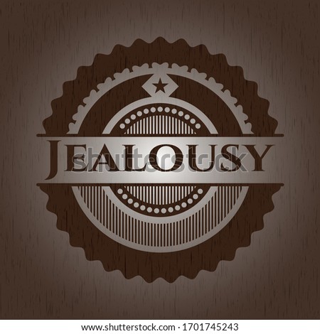 Jealousy retro wood emblem. Vector Illustration.