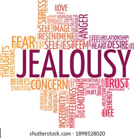 Jealousy Vector Illustration Word Cloud Isolated Stock Vector (Royalty ...