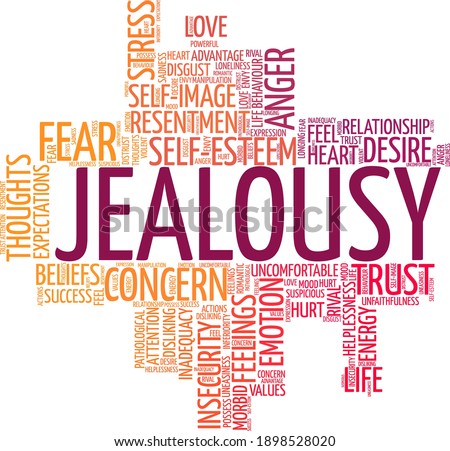 Jealousy vector illustration word cloud isolated on a white background.