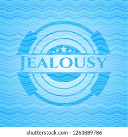 Jealousy water concept badge.