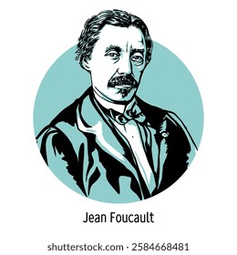 Jean Bernard Leon Foucault was a French physicist, mechanic and astronomer, member of the Paris Academy of Sciences. Hand drawn vector illustration