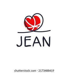 Nombre femenino Jean Calligraphy, ilustración vectorial.