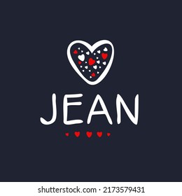 Nombre femenino Jean Calligraphy, ilustración vectorial.