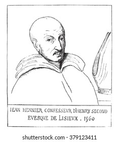 Jean Hennuyer Bishop of Lisieux, vintage engraved illustration. Magasin Pittoresque 1876.