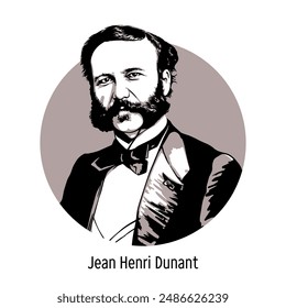 Jean Henri Dunant is a Swiss entrepreneur and social activist. Hand drawn vector illustration