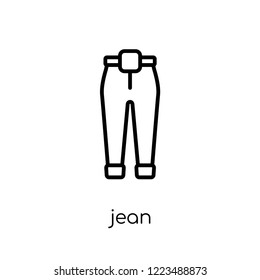 jean icon. Trendy modern flat linear vector jean icon on white background from thin line Clothes collection, outline vector illustration