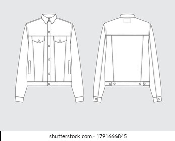 jean jacket, flat pattern with vector illustration