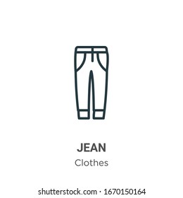 Jean outline vector icon. Thin line black jean icon, flat vector simple element illustration from editable clothes concept isolated stroke on white background