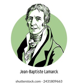 Jean-Baptiste Lamarck is a French natural scientist. A biologist who tried to create a holistic theory of the evolution of the living world. Hand drawn vector illustration