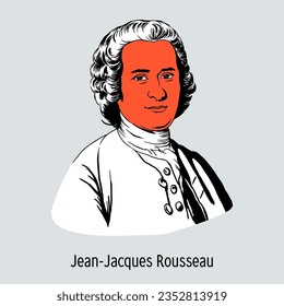 Jean-Jacques Rousseau war Franco-Schweizer Philosoph, Schriftsteller und Denker der Aufklärung sowie Musiker, Komponist und Botaniker. handgezeichnete Vektorgrafik