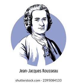 Jean-Jacques Rousseau war französisch-schweizerischer Philosoph, Schriftsteller und Denker sowie Musiker, Komponist und Botaniker. handgezeichnete Vektorgrafik