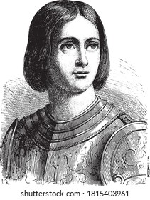 Jeanne D'Arc, Vintage engraving. From Popular France, 1869.