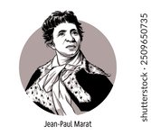 Jean-Paul Marat was a political figure of the French Revolution, a doctor, a radical journalist, and one of the leaders of the Jacobins. Hand drawn vector illustration