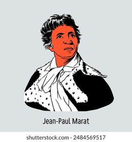 Jean-Paul Marat was a political figure of the French Revolution, a doctor, a radical journalist, and one of the leaders of the Jacobins. Hand drawn vector illustration