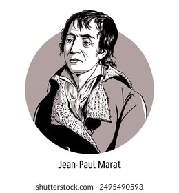 Jean-Paul Marat was a political figure of the French Revolution, a doctor, a radical journalist, and one of the leaders of the Jacobins. Hand-drawn vector illustration